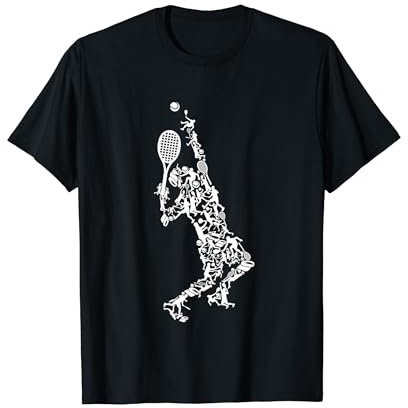 DIMMERCH Tennis Geschenk T-Shirt Schwarz Unisex Klein EU 38-40 cm V-Ausschnitt Kurzarm Klassische Passform Sportlich Cartoon Motiv mit Spruch Klassischer Schnitt doppeltem Saum
