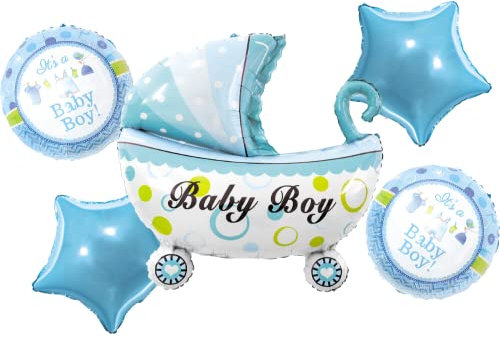 DIWULI Baby Boy Ballon Kinderwagen Set Geburt, Blau Deko