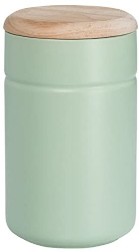 Elegante Vorratsdose TINT, Aufbewahrungsdose, Küchen-Dose mit Holz-Deckel, matt, Porzellan (900ml Mint)