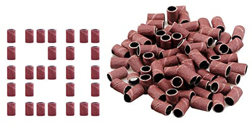 Jaimela #120 Schleifkappen Schleifhülsen[100 Stück], Schleifwalze, Nagelfräser Aufsatz für Maniküre Pediküre Nageldesign Nagelkunst Nagelpflege