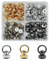 JJWNMLL 48 Set Runde Ringkopf-Kleidungsnieten Rundkopfschrauben Zugringnieten für Kleidung Telefonhülle Gold Silber Schwarz (48pcs-A)