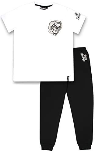Fortnite - Pyjama pour Enfant - Noir et Blanc - Motif Skull Trooper - 100% Coton - Produit Officiel, Noir/Blanc - Tête de Mort, 15 Ans