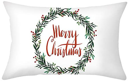 JAXICH Weihnachten Kissenbezug Weihnachtsdeko Leinen Kissenhülle Xmas Kissenbezug Weihnachten Dekoration für Home Sofa Garten Schlafzimmer,30x50CM