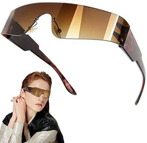 DKBT Schnelle Brille Rave - Futuristische Sonnenbrille 1 Stück Coole Brille Space Alien Brille Verspiegelte Linse Visier Sunglasses für Weihnachts Brille Rollenspiel Kostüm Party