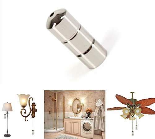 TERF® Polished Chrome Modern Cord Pull Handle Weight 40mm Barrel End Cord Weight Pull for Bathroom Shower Toilet Classic Light Switches Extractor Fans Roman Blinds Curtain - Pack of 1