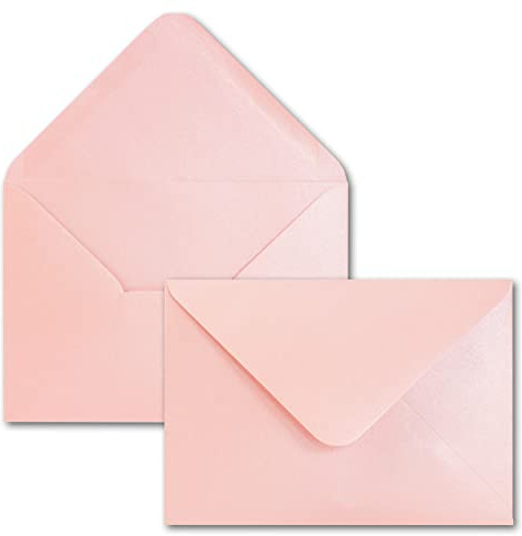 25x DIN C6 Briefumschläge, Altrosa mit Metallic Effekt, 114 x 162 mm, 90 g/m², beidseitig beschichtet mit Perlmutt-Effekt, Nassklebung, für Einladungen, Geburtstag, Taufe