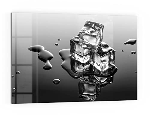 DEQORI Küchenrückwand Glas | Motiv Schmelzende Eiswürfel | 60x40 cm | Bad- oder Herd-Rückwand | Herdblende Spritzschutz für Küche & Badezimmer | moderne Deko für Fliesenspiegel