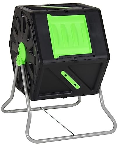 vidaXL Trommelkomposter, Komposter mit Metallbeinen, Schnellkomposter für Garten- Küchenabfälle, Kompostbehälter Kompostbehälter, 105 L Polypropylen