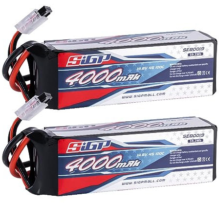 SIGP 4S 14.8V Lipo Battery 4000mAh 100C Soft Case with Deans XT60 Plug for RC Car Truck Boat Vehicles Tank Buggy Racing Hobby 2 Packs