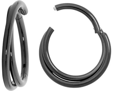 365 Sleepers (10mm) Titan 1,2 mm Doppelring Segment Nasenring Hoop Knorpelohrring Septum Clicker Klappbarer Lippen Conch Daith Helix Rook Tragus Lobe Snug Piercing Schmuck