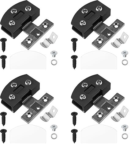 ECSiNG 4 Glass Hinges Zinc Alloy for Glass Doors & Cabinets Black