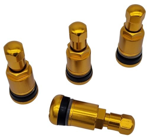 4x Aluventile PKW Metallventil 11,3mm Leicht Felgenventile (Orange-Gold)
