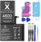 Batteria per iPhone X, 4600mAh Batterie Sostitutive agli Li-ion di litio ad alta Capacità, per iPhone X Batteri (Modelli Compatibili A1865, A1901, A1902, A1903) con Kit di Strumenti di Riparazione