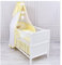 Baby Delux Babybett Komplett Set 9-TLG Kinderbett umbaubar zum Juniorbett 70x140 Matratze Jack Bettset Chiffonhimmel (Esel gelb)