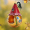 Muldale Solar Bird Feeder Fairy House - Hanging Copper Garden Ornament - Rustproof Novelty Hanging Bird Feeders - Metal Garden Art - Gift Boxed 25cm