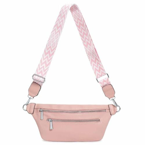 OBC Damen Brusttasche Tasche Crossbody Gürteltasche Umhängetasche Hüfttasche Cross-Over Bodybag Rosa