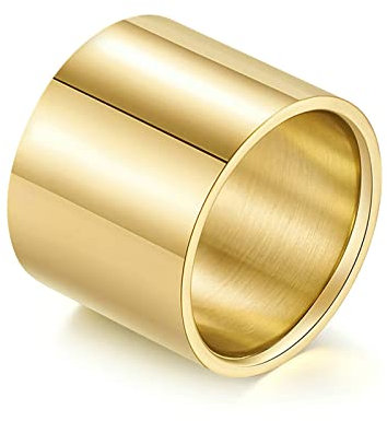 Lieson Trauringe Herren Edelstahl, Poliert Breit 18MM Verlobungsringe Freundschaftsringe Eheringe Hochzeitsringe Partnerringe für Herren Gold Gr.65 (20.7)