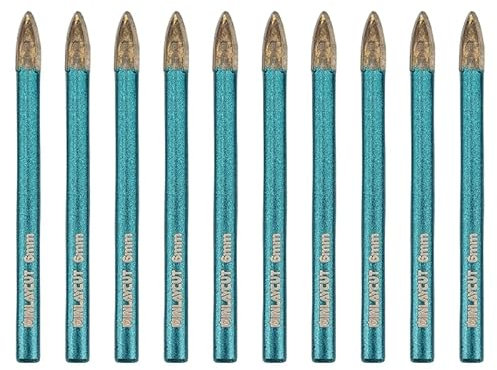 Tile Wood Plastic Glass Bits - MINLAYCUT 10pcs 1/4(6mm) Carbide Drill Bits Tip Round Shank for Wood Glass Plastic Ceramic Tile