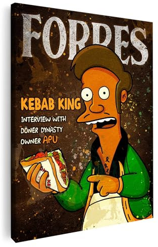 Artmazing | Apu Döner King Bild bunt | S-Art Bilder | Apu Döner King Bilder Modern | Coole Wandbilder Wohnzimmer | Wandbild Apu Döner King Deko XXL | Bild Leinwand XXL | buntes Poster für Wand