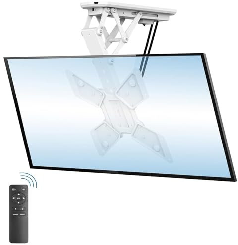 QICBYING TV-Lift TV-Halterung - Deckenhalterung Elektrisch TV-Halterung,Herunterklappbare TV- Und Monitorhalterung, Passend Für Flachbildfernseher Von 23 Bis 55 Zoll, 0–75° Nach Unten Klappbar