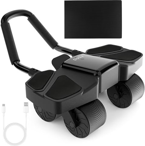 DRZHAM Automatischer Rebound Ab Bauch Übung Roller Rad, Ab Roller Rad mit Ellenbogenstütze und Kniematte, Bauchtrainer, Core Training Equipment, für Fitness Krafttraining Home Workout (A)