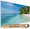 TRIOSK Sichtschutz Garten Dekoration Plane groß mit Motiv Malediven Meer Strand Beach House Motivbanner Blickdicht für Terrasse Zaun Gartenzaun Gartenposter PVC Zaunblende 340x173 cm