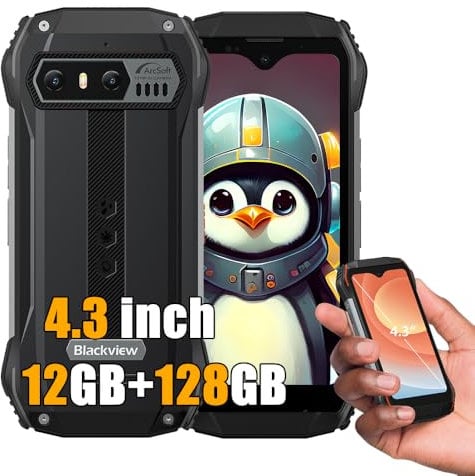 Blackview N6000SE Mini Outdoor Smartphone ohne Vertrag, 12GB+128GB Android 13 Handys, 4,3 HD+ IP68 Wasserdicht Rugged Handys, 3700mAh, 4G LTE Outdoor Handy ohne vertrag, NFC OTG GPS FM,Schwarz