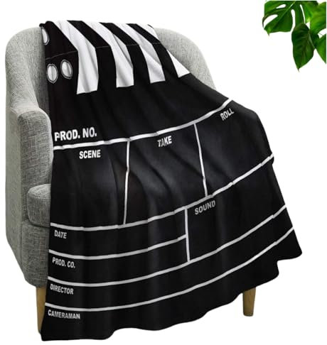 Enthusiasm Flanell-Fleecedecke mit Kinoplakat-Design, Filmkino, Plüsch-Überwurf, Decke, Geschenk für Frauen (130 x 150 cm)