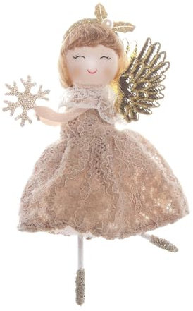 Décorations de sapin de Noël, ornements d'ange, pendentif d'arbre de fée scintillant, accessoire de fête, centre de table de Noël, petite de fée avec robe en dentelle pour porte, fenêtre,