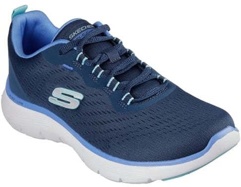 Skechers Damen Flex Appeal 5.0 New PathSneaker, Marineblauer Netzbesatz, 5.5 UK Wide