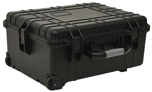 ShGaxin Flugkoffer mit Rollen Schwarz 58x45x27 cm PP, Pelican Case, Flightcase, Peli Case, Munitionsbox, Hardcase Koffer, Werkzeugkoffer Leer Gross
