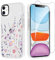 Knrlqim Hülle für iPhone 12 / iPhone 12 Pro 6,1 mit 1 Gehärtetem Glas Schutzfolie, Blumen Motiv Transparent Ästhetik Handyhülle für Mädchen Frauen, Silikon Stoßfest Anti-Gelb Schutzhülle, Flower 01