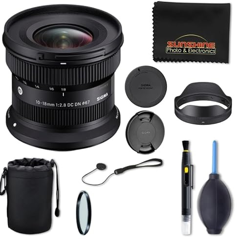 Sigma Obiettivo contemporaneo 10-18 mm f2.8 DC DN per Sony E con Sunshine Photo Advanced Bundle - 4 anni di garanzia del produttore USA