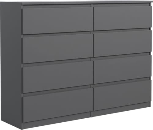 MebLocker Kommode mit Schubladen Anthrazit 120x101,5x39 cm - Sideboard für Wohnzimmer Flur Schlafzimmer - Moderner Schubladenschrank - Kommodenschrank - Schlafzimmermöbel