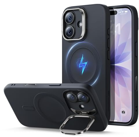 ESR für iPhone 17 Hülle, Kamerasteuerung, Silikon Hülle mit Ständer, kompatibel mit MagSafe, integrierter Kameraständer, Magnetische Handyhülle für iPhone 17, Schwarz