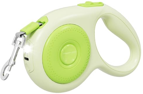 Einziehbare Hundeleine, 5m, Robuste Hundeleine aus Nylon mit LED-Licht, 360° Verwicklungssicher, Ausziehbare Haustier Leine für Kleine und Mittelgroße Hunde Bis zu 50kg