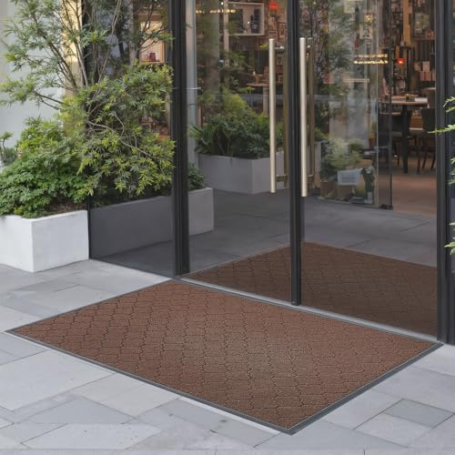 VEVOR Front Door Mat, 1194 x 889 mm Commercial Floor Mat for Indoor and Outdoor, Modern Stylish Carpet with TPE Backing, Heavy Duty Washable Entry Industrial Rug for Hallway, Balcony, Garage, Brown