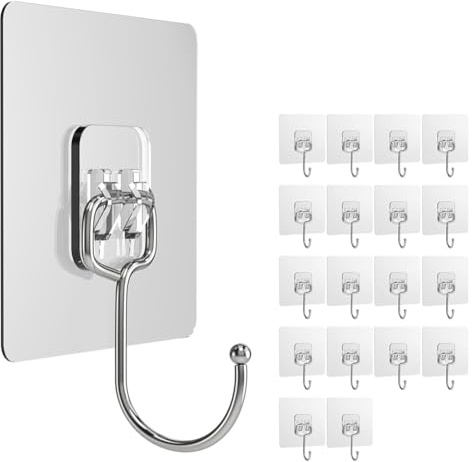 Malloy Large Adhesive Hook, Wall Hook, Strong Removable Adhesive Hook, Suitable for Bathroom, Kitchen and Office Easy to Use (20pcs)
