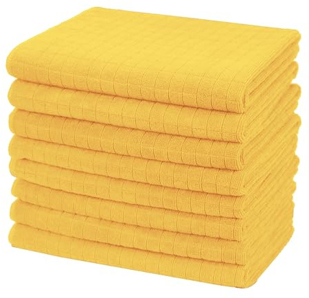 gryeer 8er-Set Microfaser Geschirrtücher, weiche, super saugfähige und fussel freie Küchentücher, 45 x 65 cm (Gelb)