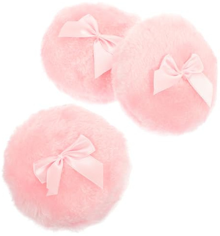 3 Stück-pack Runde Plüsch Puderquaste mit Schleife, Rosa Weihnachten Party