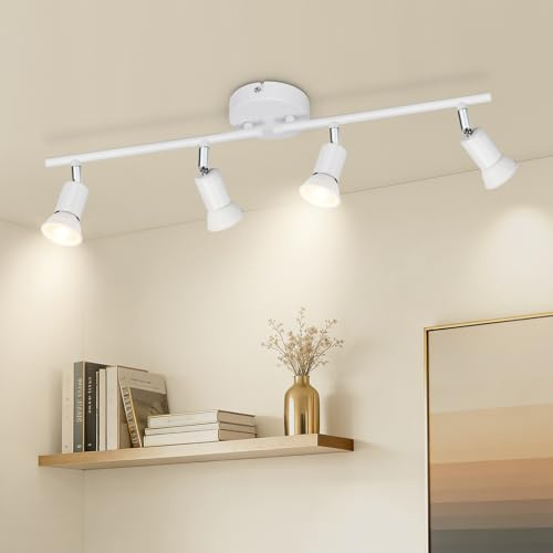 Ketom Plafonnier LED 4 Spots Blanc, Éclairage de Plafond GU10 Moderne
