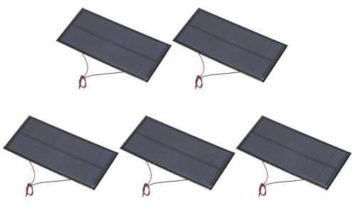 QUARKZMAN 5 Stück 1W 5V 200mA Mini Solarpanel, 130x60mm Mikro Zellen Sonnenkollektor Polykristallines Solarpanel mit 2 Kable für Sonnenenergie DIY Spielzeug Akku-Ladegerät