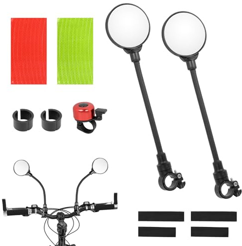 2Pcs Mobility Scooter Mirrors, 360° Rotatable Bicycle Handlebar Mirrors Electric Scooter Rear View Mirrors for Elderly Mobility Scooter, Road Bike, Moped, Motorcycle