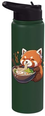 Red Panda with Noodles Ramen Kawaii Red Panda Stainless Steel Insulated Water Bottle