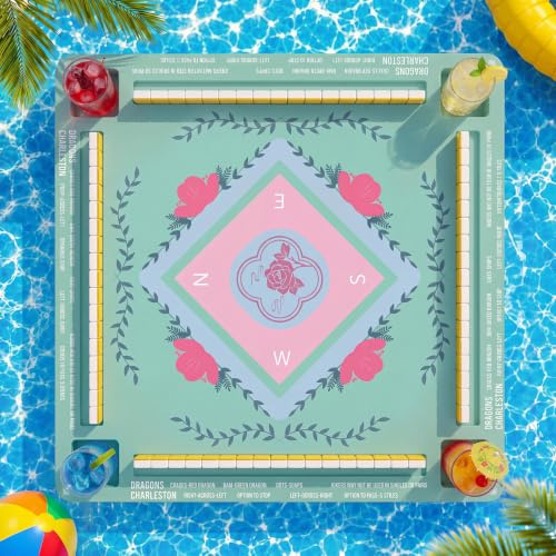 Motionchic Großer schwimmender Mahjong-Tisch für Pool, Whirlpool, Schwimmbrett für Mahjong-Kartenspiele, Swimmingpool, Dominosteine, Poker, Erwachsene, Pool-Spieltablett für Sommerparty, drinnen und