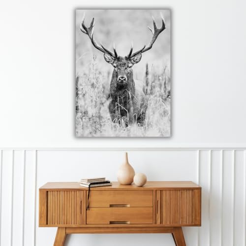 Pro-Art Leinwand Bilder Hirsch Groß 60x80 cm Bild Wohnzimmer Bild modern Deko Wandbilder Schlafzimmer Tiere