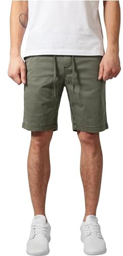 Urban Classics Herren Stretch Twill Joggshorts Shorts, olive, L