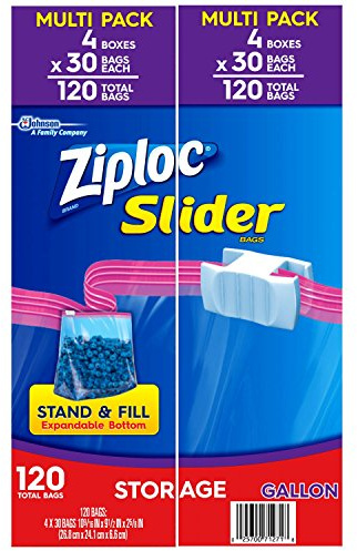 Ziploc Bags Slider Pack (120 CT Gallon Storage)