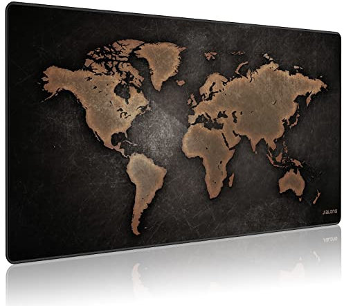 JIALONG Tappetino Mouse Gaming, Grande Mouse Pad XXL (900x400mm) Confortevole, Lavabile, Antiscivolo Tappetino Scrivania Supporto per Computer, PC e Laptop - Mappa del mondo