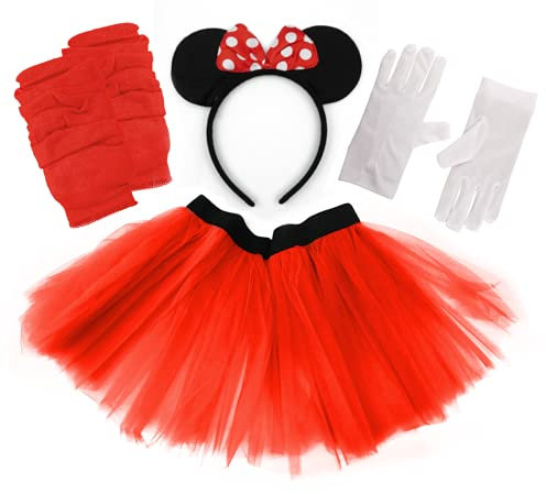 Crazy Chick XL Cute Mouse Iconic Cartoon Costume: Skirt Ears Headband Legwarmers Fancy Dress Outfit